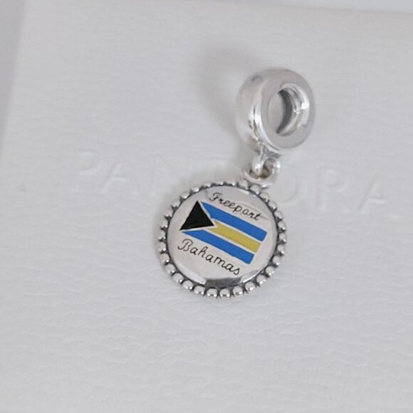 Pandora Freeport Bahamas Flag Dangle Charm S925 Silver with box - Picture 3 of 12